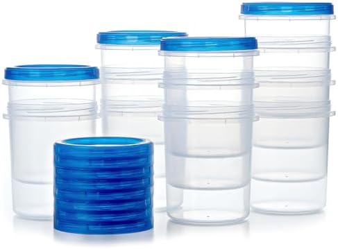 Atecare Food Storage Containers with Twist Top Lids, Ultra Thick Airtight Plastic Containers for Soup, Leftover, Ice Cream, Overnight Oats, BPA Free Stackable Freezer Containers [12 Pack-32 oz]
