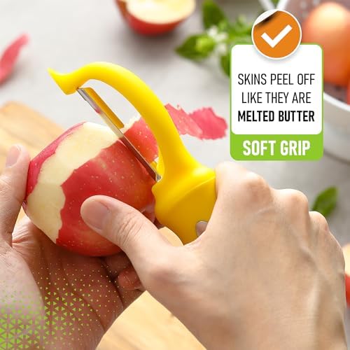 Spring Chef Swivel Potato Peeler for Kitchen with Soft Grip Handle, Yellow