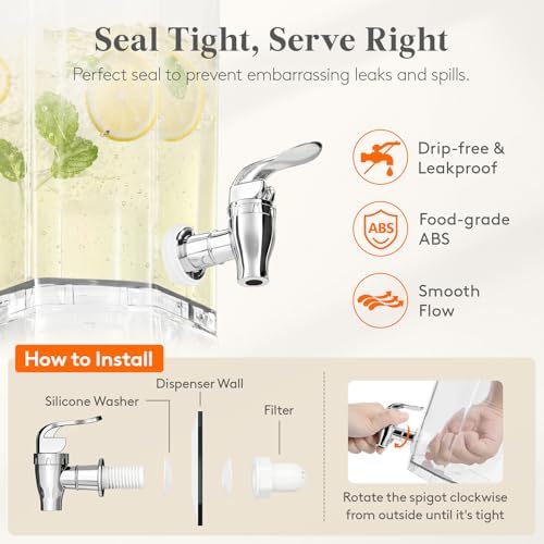 Lifewit 1 Gallon Drink Dispenser for Party with Leak-Proof Spigot, 2 Pcs