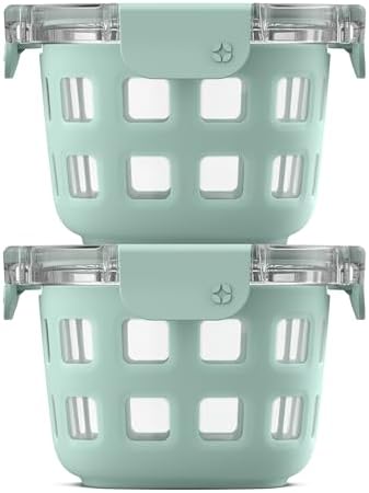 Ello Duraglass 2 Cup Glass Storage Containers with Lids, 2 Pack, Yucca
