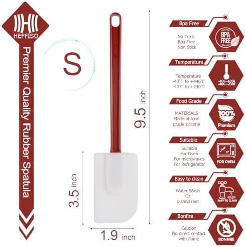 15 PCS Commercial Grade Silicone Spatulas Heat Resistant, 9.5-Inch Silicone Rubber Spatulas, Commercial Silicone Rubber Spatulas for Baking, Nonstick & BPA-Free