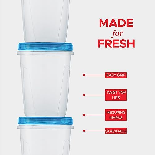 Tafura Freezer Containers, 12 Pack, 32 Oz, Leakproof BPA-Free Lids