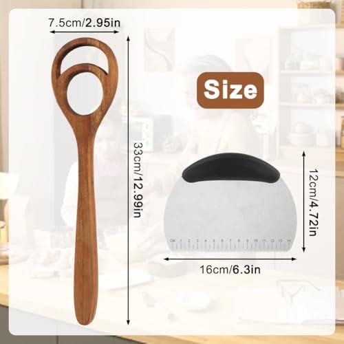 2 Pack Wooden Danish Dough Whisk, 13 Inch Handcrafted Dutch Bread Whisk
