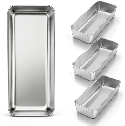 Homikit Stainless Steel Loaf Pans, 12x5 Inches Large Bread Pan Set