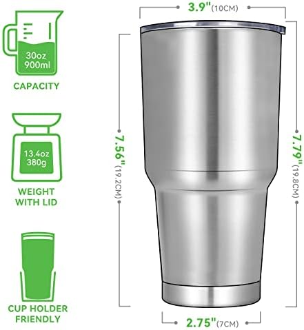 DOMICARE 30 oz Tumbler with Lid and Straw, Stainless Steel Tumblers Bulk, Insulated Vacuum Double Wall Travel Coffee Mug, Durable Powder Coated Tumbler Cups (Stainless Steel, 12)