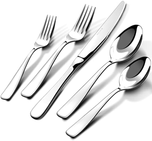 18/10 Silverware Set for 12, 60 Piece Stainless Steel Flatware Cutlery Set