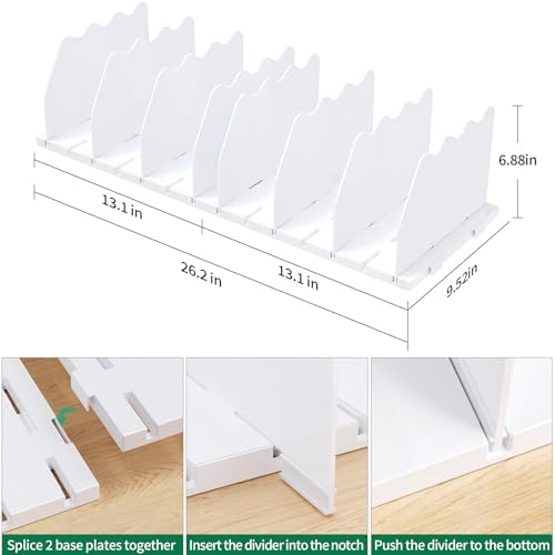 SPACEKEEPER Shelf Divider for Closet, Adjustable Purse Organizers, White
