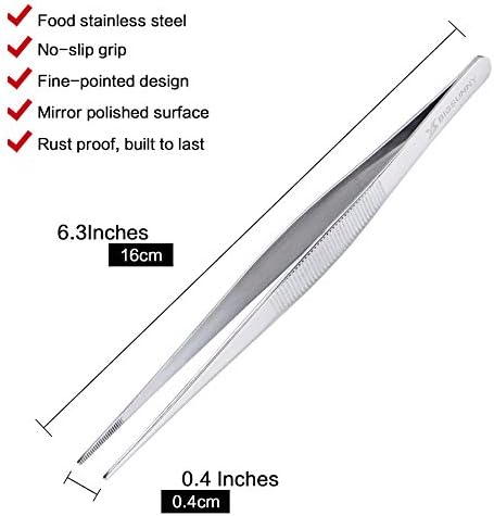 6.5 Inch Kitchen Tweezers Fine Tweezer Tongs, MSY BIGSUNNY Stainless Steel Food Tweezers Multi-function Cooking Tongs Kitchen Serving Tong