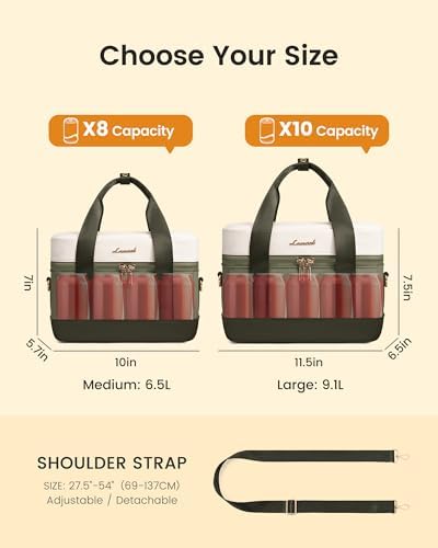 LOVEVOOK Insulated Lunch Bag for Women & Men - Cooler Lunch Tote and Lunch Box for Work and Travel, Light Green-beige-Dark olive Green