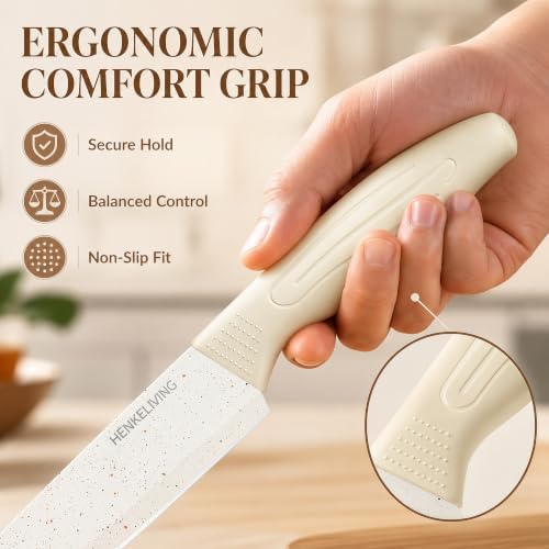 Knife Set with Built-in Sharpener Block, Dishwasher Safe