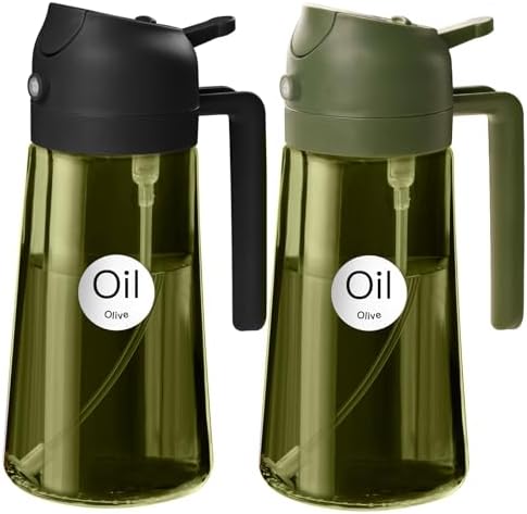 YARRAMATE 16 oz 2-in-1 Dark Glass Oil Sprayer & Dispenser, BlackOliveGreen
