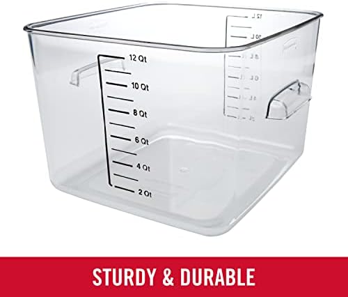 Rubbermaid Commercial Products Square Food Container, 12-Quart, Clear