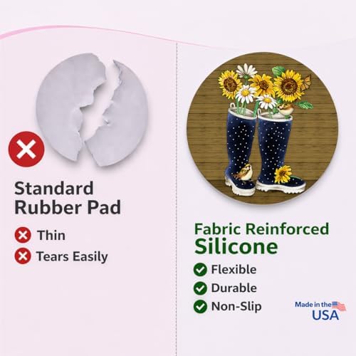 Andreas Silicone Jar Opener, GG Wooden Rainboots – 6.25" Non-Slip Lid Gripper & Garlic Peeler, Food and Dishwasher Safe, Multi-Use, Durable Silicone & Fabric, Made in the USA, JO-GGRBW