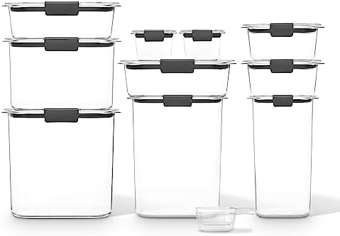 Rubbermaid Brilliance Pantry 10 Piece Set, Clear and Airtight Food and Pantry Storage Containers