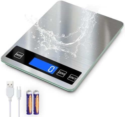 33lb Digital Kitchen Scale, Food Scale with USB Rechargeable & Batteries
