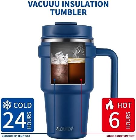 20 oz Insulated Travel Coffee Mug Tumbler with Handle and Straw