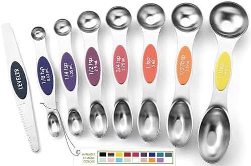 Spring Chef Stainless Steel 8 Magnetic Measuring Spoons, Mountain Sunrise