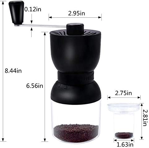LHS Manual Coffee Grinder Ceramic Burrs Adjustable Coarseness 2 Containers