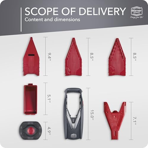 Börner by Reston Lloyd Mandoline Slicer Vital (Starter Set) • V-Slicer with 10 Cutting Styles & Safety Food Holder • Adjustable Kitchen Slicer & Dressing Function