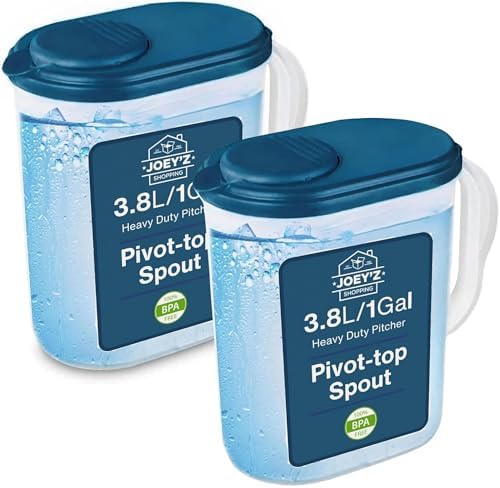 2-Pack Water Pitcher with Lid & Pivot Top Spout 1 Gallon Pitcher - Navy