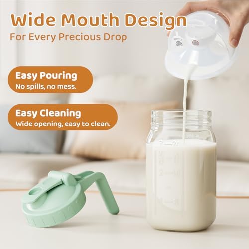 32 oz Breast Milk Pitcher, Glass Mason Jar Pitcher with Lid