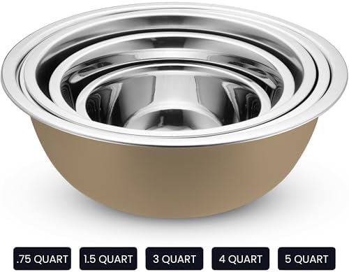 10-Piece Stainless Steel Mixing Bowl Set with Lids for Food Prep & Storage
