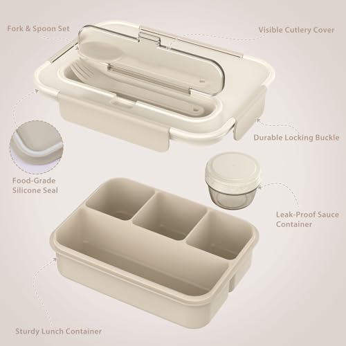 Caperci Bento Box Adult - 50 oz Large Lunch Containers for Adults and Teens