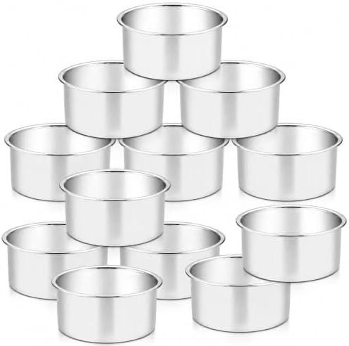 TeamFar 4 Inch Cake Pan, 12 Pcs Stainless Steel Round Baking Cake Pans Set
