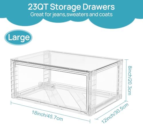 Vtopmart 6 Pack Large Clear Stackable Storage Drawers 23QT