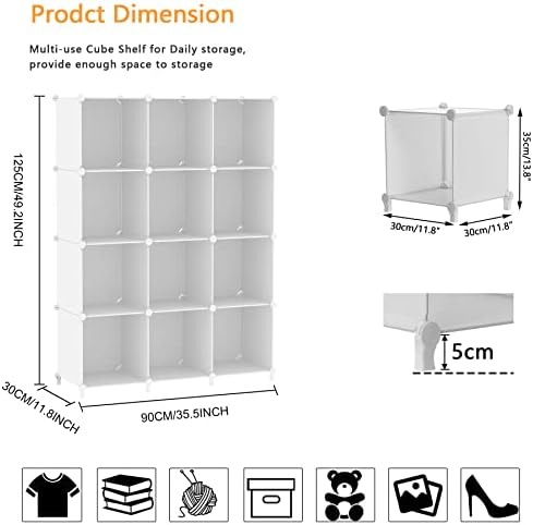 AWTATOS 12 Cube Storage Organizer, Closet Organizer Storage Shelves, White