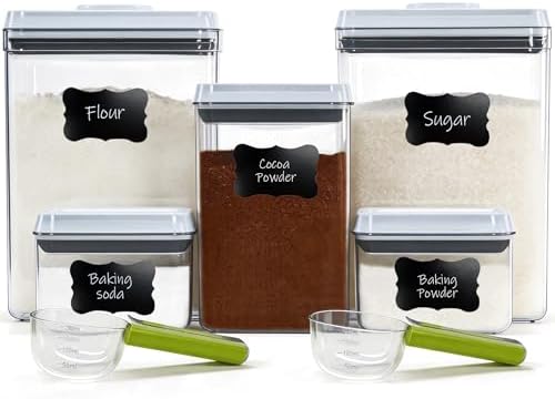Pop Push Button Airtight Food Storage Containers Baking Set 5 Pcs