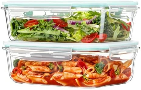 Vtopmart 2Pack 1500ml/50.7oz Large Glass Storage Containers With Lids, Green