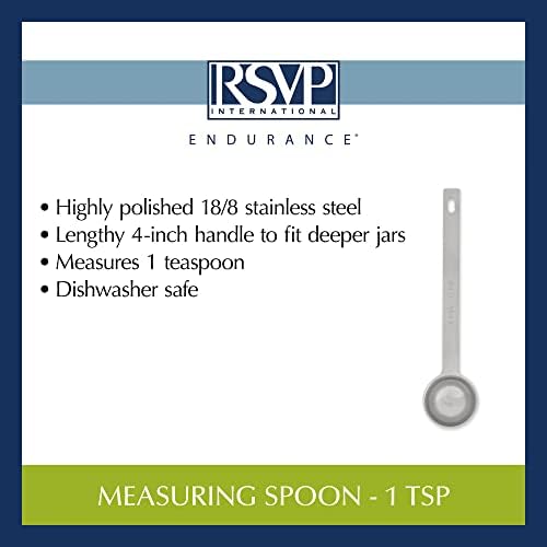 RSVP International Endurance Kitchen Collection Open Stock Measuring Spoon, Stainless Steel, Dishwasher Safe, 1-Teaspoon