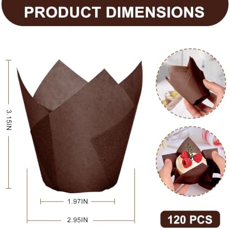 120pcs Tulip Cupcake Liners for Baking Cups, Premium Muffin Liners Holders