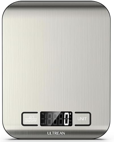 Ultrean Food Scale, 33lb Digital Kitchen Scale for Food Ounces Grams, 304 Stainless Steel, Type-C Charging and Batteries, Perfect for Meal Prep, Cooking, and Baking