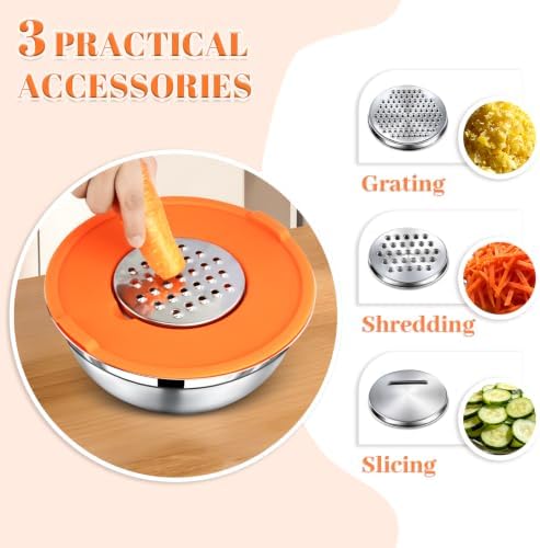 21PCS Mixing Bowls with Lids Set - 7 Nesting Mixing Bowls, 3 Graters, 11 Baking Tools, Lids, Stainless Steel Mixing Bowl for Mixing & Baking, Size 0.7/1.1/1.5/2.1/3.5/4/4.5 QT, Colorful