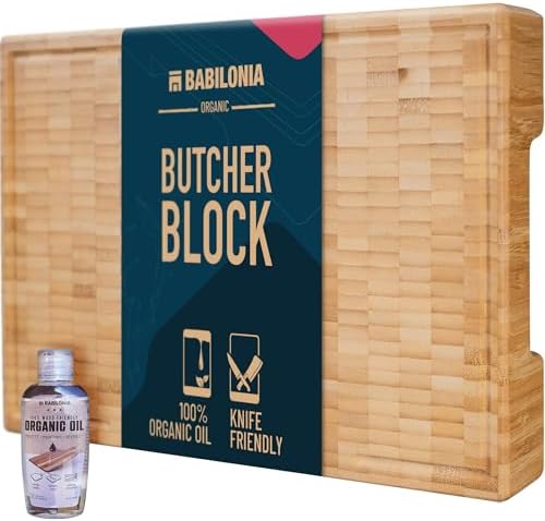 Bamboo Cutting Board, End Grain Butcher Block for Kitchen, Extra Thick 1.7"