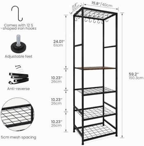 DALEMHOME Pot and Pan Organizer, 5 Tier Kitchen Rack