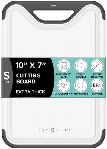 Cutting Boards for Kitchen, Plastic Cutting Board, Dishwasher Safe Cutting Board with Juice Grooves for Meat, Veggies, Fruits, Easy Grip Handle, Non-Slip (Black, 10"x7")