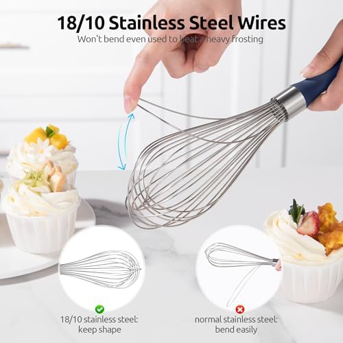 U-Taste Wire Whisk for Cooking, 18/10 Stainless Steel Wisk, L/Midnight Blue