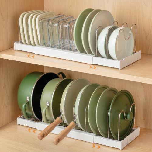 2 Pack Expandable Pot Lid Organizers with 10 Adjustable Dividers