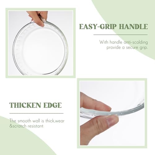 Uiifan 4 Pcs Mini Glass Pie Pan 8 Inches, Clear Baking Dish with Handles