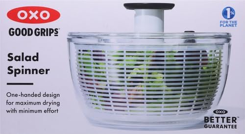 OXO Good Grips Salad Spinner | Lettuce Spinner | Fruit Washer | Fruit Washing Bowl with Strainer | Vegetable Cleaner | Salad Cleaner | Lettuce Washer | 6.22 Quart Capacity (Pack of 4)