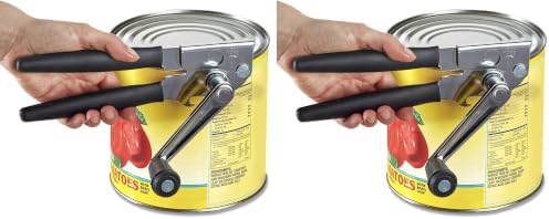 Heavy-Duty Commercial Manual Crank Can Openers,Rubber-Coated Long Handles (Pack of 2)