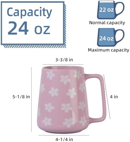 24 oz Large Ceramic Coffee mugs, Extra Large Cup, Big Handle (24 oz violet)