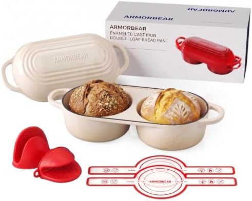 Mini Double Dutch Oven for Sourdough, Enameled Cast Iron Bread Pan, White