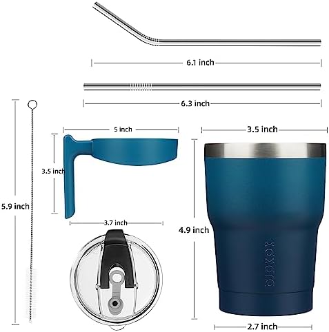 BJPKPK 10 oz Mini Tumbler with Lid, Straw & Handle, Insulated Steel Cup