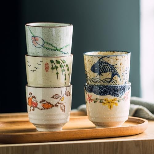 6 Pieces Japanese Tea Cups, 6 Oz Ceramic Coffee Cup
