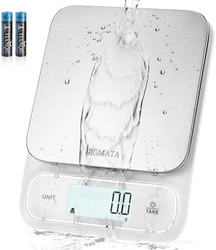 BOMATA Waterproof IPX6 Kitchen Scale with 0.1 g/0.01 oz High Precision