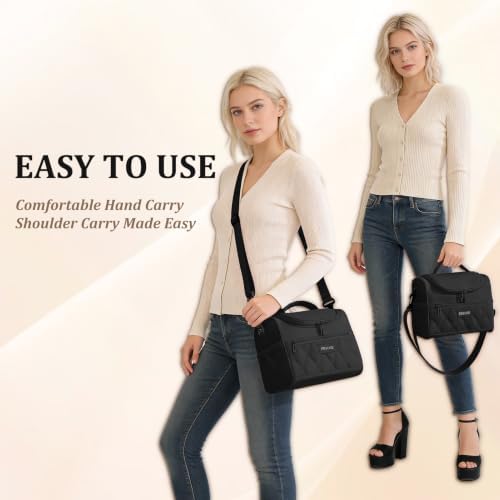 Insulated Lunch Bag Women Men Leakproof With Cup Holder, Black